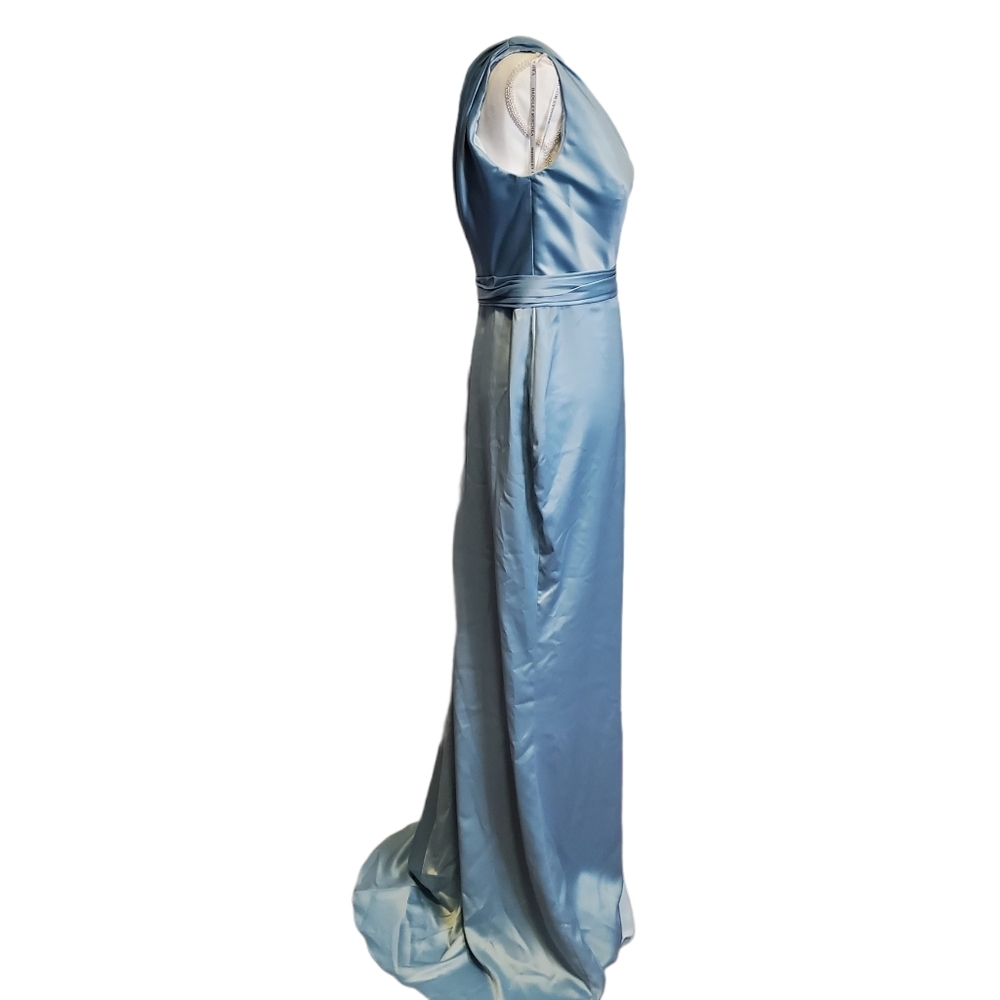 Badgley Mischka One Shoulder Blue Dress​ - Picture 4 of 9